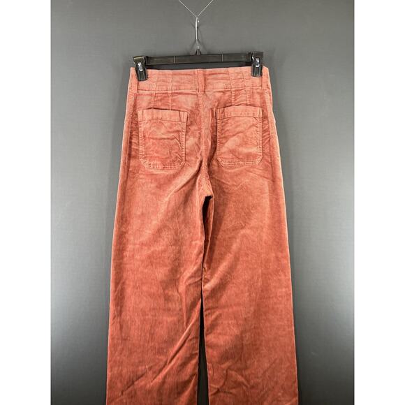 Anthropologie Maeve Colette Size 28 Full Length Corduroy Wide Leg Pants Orange - Picture 5 of 9